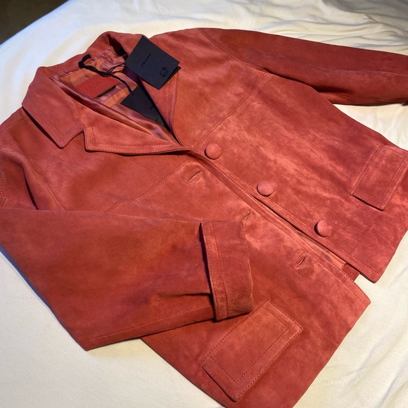 100% Authentic Prada Leather Suede Crop Jacket, New With Tags - Picture 3 of 6